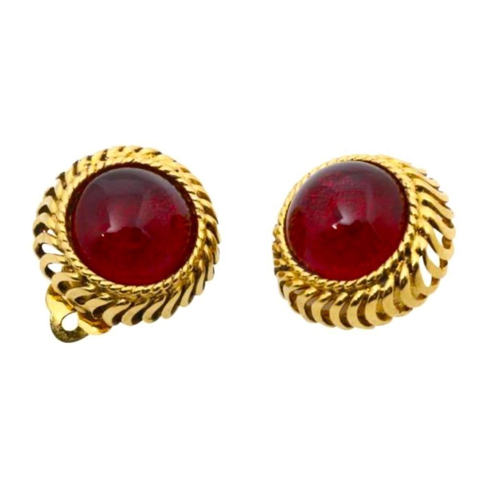 CHANEL Gripoix poured glass vintage clip earrings